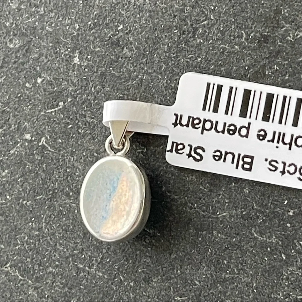 Elegant Sterling Silver 925 Blue Star Sapphire Pendant - Picture 11 of 11